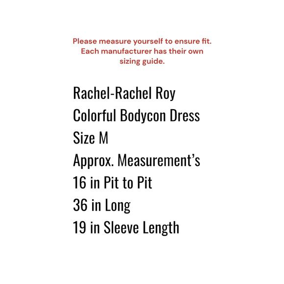 RACHEL ROY DRESS Women's Size M Multi-Color Front Zipper 3/4 Sleeve Bodycon - Picture 6 of 11